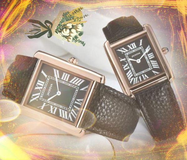 Luxury Japan Quartz Movement Watch Femmes Men Square Two Pins Design Horloge de haute qualité Ultra Thin Style Unisexe Lovers Watches 34 mm 28 mm Grandes Cadeaux de petite taille