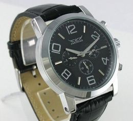 Luxe Jaragar Brand Man Horloges 6 Handen Automatische Mechanische Horloge Roestvrij staal Case Lederen Band Horloges