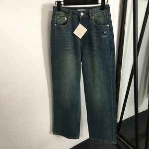Luxe jeansbroek Vrouwelijke persoonlijkheid Lange broek Klassieke borduurwerkjeans Persoonlijkheidscharme denimbroek Merkjeans