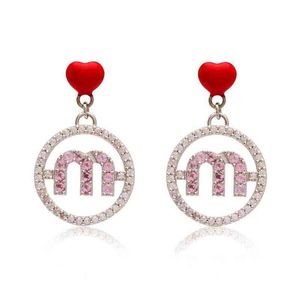 Luxe sieraden esthetische roze kristal met kersenhart Aretes Korea mode aros oor hanger vintage charme dame oorbellen