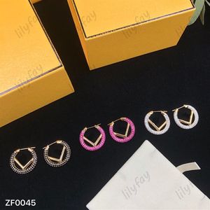 Luxe sieraden Black Diamond F Loop Love Earrings Designer Hoop Earrings Fashion Stud voor vrouwen Roze Studs Womens Wedding Gift 925307o