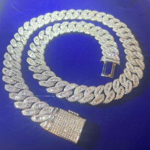 Bijoux de luxe D Couleur VVS Baguette Moisanite Diamond 925 Chaîne de liaison cubain argenté massif pour la vie hiphop