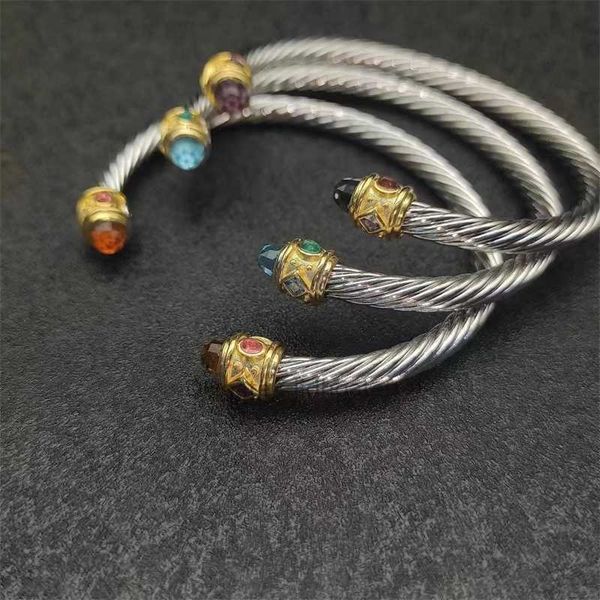 Bracelets de créateurs de bijoux de luxe bracelet 5 mm Cable Classics bracelet manchette luxe en argent sterling 925 avec diamants pavés d'améthyste chez Ahee Jewelers