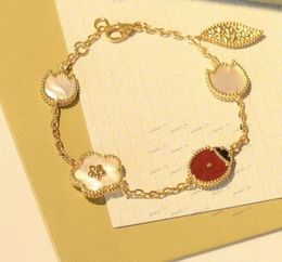 Diseñador de joyas de lujo Clover Ladybug Series Fashion Bracelet Cabecillo para mujeres Joyas