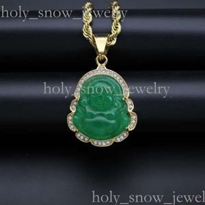 Bijoux de luxe Bijoux de créateurs femme verte jade jade riveau rive collier de chaîne de Bouddha pour les femmes en acier inoxydable 18k plaque d'or cadeau 756