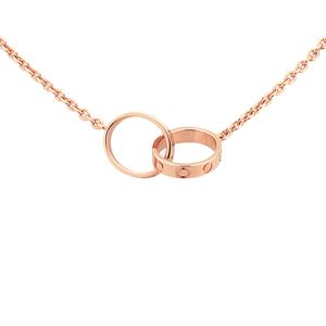 Luxe sieraden Designer kettingen schroef diamant dubbele cirkel Liefdesketting voor koppels platina goud Rozenhanger Roestvrij staal Verjaardagscadeau B7212300