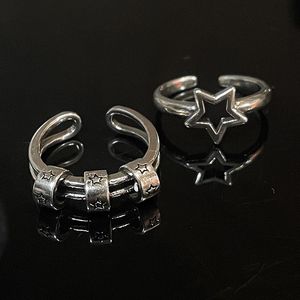 Luxe sieradenontwerper ringringen rond de ster Aannestablerings retro persoonlijkheid Do-het-zelf wijsvinger open en wilde combinatie punk ring girl paar 01