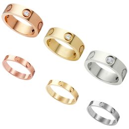 Luxe sieraden designer ringen trouwring set voor liefhebbers 4mm 5mm 6mm minnaar ring voor vrouw diamanten ring titanium staal zilveren ring Rose Gold heren ring vrouwen sieraden