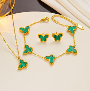 Luxe sieradenontwerper Sweet Butterfly hanger ketting dames luxe klaver merk ontwerper shell korte choker armbanden ketting oorbellen sieraden