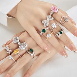 Luxe sieraden Diamant designer Ring voor vrouw Real 925 Sterling zilveren ovale bowknot Water druppel ijs bloemen