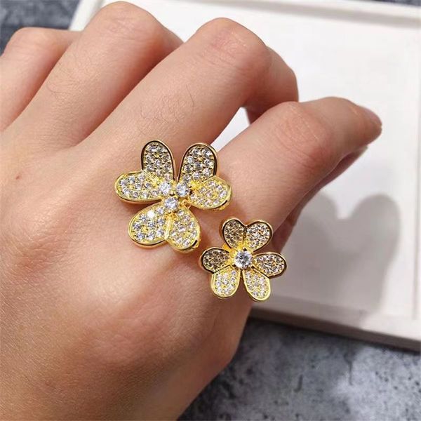 Bijoux de luxe pour femmes Vanly Cleefly Bague trèfle bagues en diamant alliances de femme homme bague d'amour or argenté chrome bague coeur cadeau Saint Valentin fête des mères