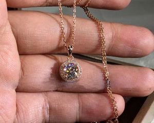 Bijoux de luxe Vente chaude 925 Sterling SilverRose Gold Fill Round Cut White Topaz CZ Diamond Party Gemstones Femmes Mariage Pendentif Collier