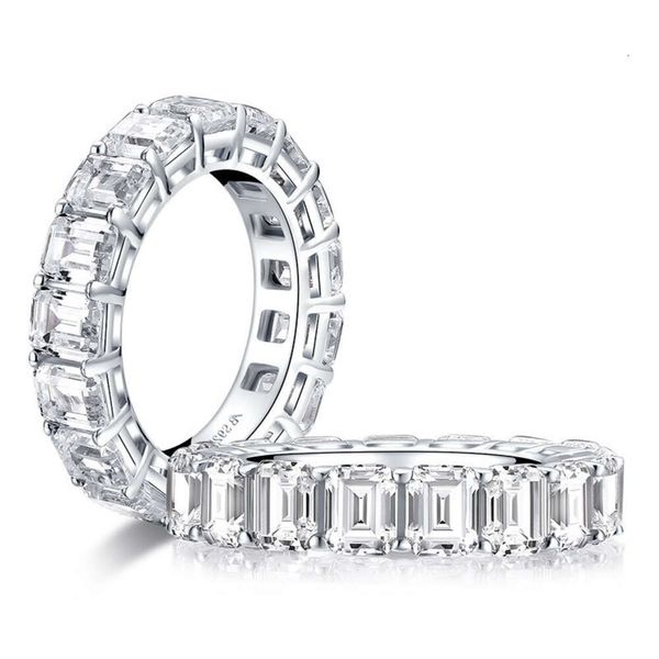 Bijoux de luxe Vente chaude Bague en argent sterling Zircon pour femme Imitation Bague à rangée de diamants avec double rangée de diamants Bague 4 * 5 mm Cadeau d'anniversaire