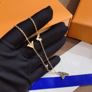 Luxe sieraden Louiseviution Gold Ploated Designer Sieraden Woman Luxury Hangers Classic Ketters Patroon Canving ketting 503
