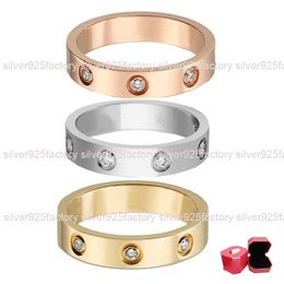 Luxe sieraden minnaar ring voor vrouwen titanium stalen CZ diamant mannen bruiloft verlovingsring met originele doos 1 stks drop shippin dame geschenk