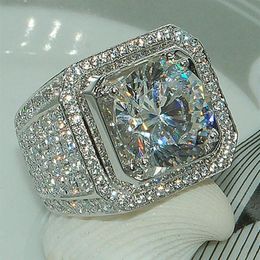 Luxusschmuck Männer Mode Weißgold gefüllt Ringe Rundschliff 3ct Diamonique 5A Cz Verlobung Ehering für Männer Gift227i