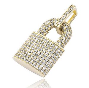 bijoux de luxe argent or diamant serrure pendentif designer collier 14K or zircone pierre mens colliers style de la mode