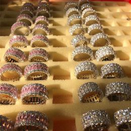 Gioielli di lusso scintillanti Sel fatti a mano in argento sterling 925 taglio principessa bianco topazio rosa diamanti CZ pietre preziose donne matrimonio Ban2852