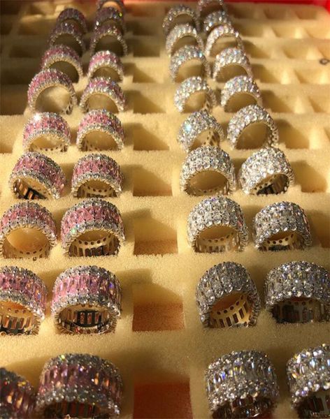 Bijoux de luxe étincelants SEL fait à la main 925 Princesse en argent sterling coupé Whitepink Topaz CZ Diamond Gemstones Women Wedding Ban6707489