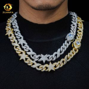 Luxe sieradenster ontwerp Moissanite Diamond Hip Hop Chain 18K Gold PLATED 925 SILVER CHARM OGE CLASP CUBAN LINKKACHT KALLACE