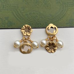 Bijoux de luxe Boucles d'oreilles à tige Boucles d'oreilles en perles Boucles d'oreilles à fleurs Bijoux