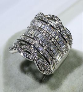 Bijoux de luxe Unique 925 en argent Sterling pile complète 5A zircon cubique CZ diamant larges anneaux fête femmes bande de mariage bande de doigt 8287184