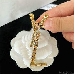 Jóias de luxo das mulheres designer broche marca y-letter broches 18k banhado a ouro inlay cristal strass broche pino