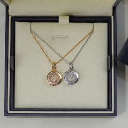Bijoux de luxe en argent sterling 925, collier pour femmes, lunettes en cristal, pendentif circulaire, collier à breloques