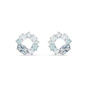 Bijoux de luxe Boucle d'oreille Swarovskis Bague circulaire creuse en cristal autrichien Boucles d'oreilles en cristal dégradé bleu pour femmes avec boucles d'oreilles en cristal ovale en diamant