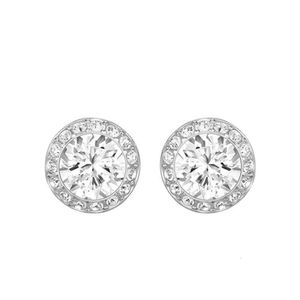 Luxe sieraden Swarovskis oorbel Eenvoudige enkele diamanten ronde oorbellen voor vrouwen met Swarovski-kristal Romantische frisse oorbellen