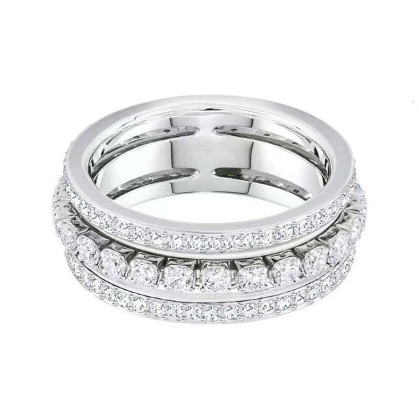 Bijoux de luxe bague swarovski version haute perle de transfert trois anneaux bague en diamant complet bague en cristal élément hirondelle femme