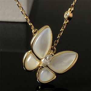 Luxe sieraden ontwerper voor vrouw ketting twee vlinder hanger diamanten kettingen verguld goud zilver lange kettingen klassieke zl133 F4