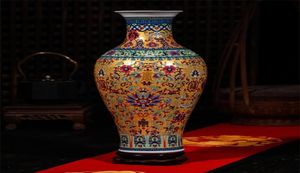 Jingdezhen de luxe antique longévité en porcelaine en émail vase de plancher décoration classique gros vases chinois