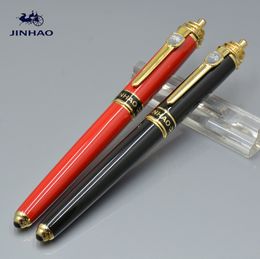 Pluma JINHAO de lujo para pluma estilográfica clásica de metal negro y rojo de alta calidad con material de oficina escolar para escribir regalos de pluma de tinta de marca suave