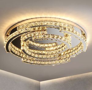 Luxe K9 Cristal Led Dimmable Plafond Lustres Lampe Lumières Rondes Pour Cuisine Salle À Manger Salon Chambre Maison Déco Luminaire