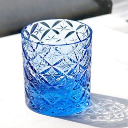 Luxe K9 Optisch Kristal Whiskyglas Gesneden Om Edo Kiriko Kleurrijke Whisky Glazen Beker Handgemaakte Glazen Tumbler 7oz