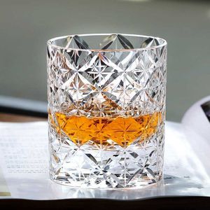 Luxe K9 Optical Crystal Whiskey Glass Cut To Clear Edo Kiriko Kleurrijke Whisky Glazen Beker Handgemaakte Glazen Tumbler 7oz 1PC HKD230809