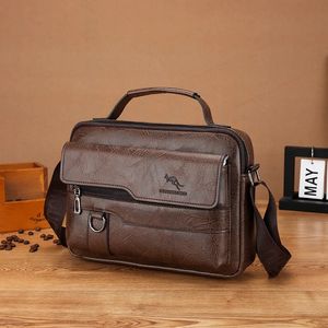 Luxe Kangoeroe Merk Messenger Bags Mannen Lederen Casual Crossbody Tas Voor Bruin Zwart Business Schouder Mannelijke Handtas 240104