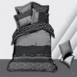 Ensembles de literie de marque de styliste, ensemble de 4 pièces, drap de lit en Tencel imprimé avec lettres, taies d'oreiller à la mode