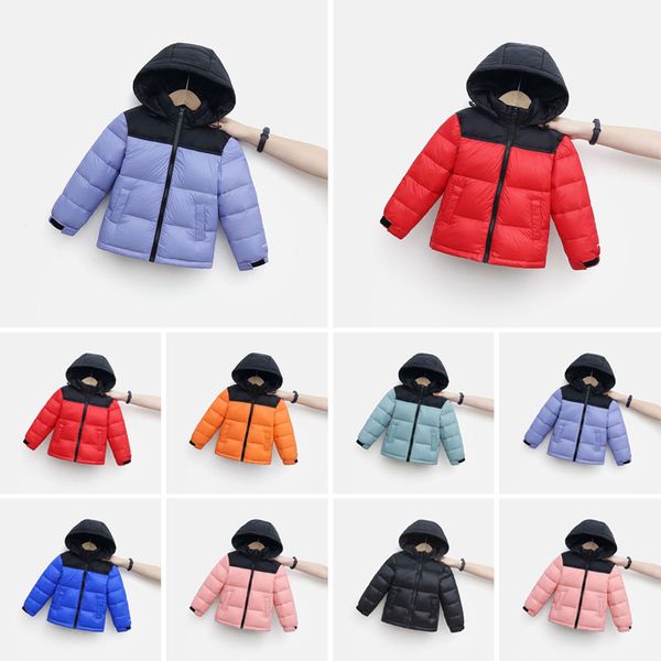 Manteaux de luxe pour enfants garçons vers le bas manteau filles designer vêtements d'hiver vêtements pour bébé veste à capuche mode épaisse vêtements d'extérieur chauds brillant rouge bleu noir 2024