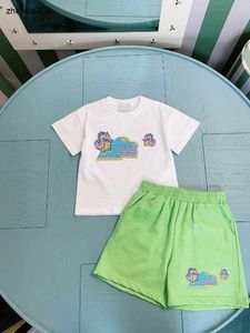 Luxe kinderontwerper kleding zomer zomer korte mouwen t-shirt pak baby tracksuits maat 100-160 cm kleur blokkeer ontwerp t-shirt en shorts 24april