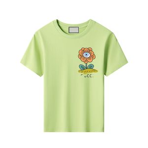 Camiseta de flores de lujo para niños, camisetas de algodón blanco para niñas, camisetas de manga corta de verano para niños, ropa informal estampada, Tops sueltos para niños CYD23101809