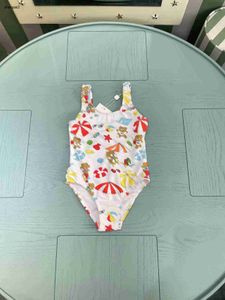 Luxury Kids One-Piecs Swimsuit Umbrella Match Imprimez les filles de maillot de bain 80-150 cm Summer Child Beach Bikinis Designer Children Swwears 24 MAY