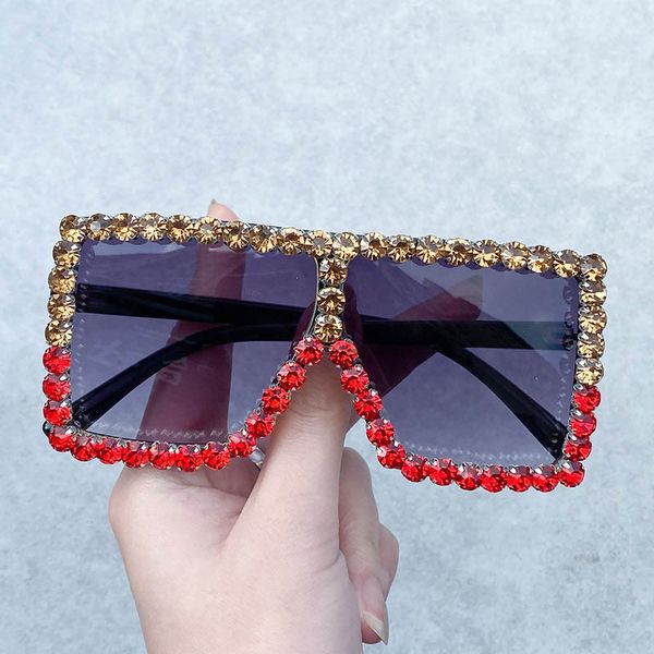 12 couleurs luxe enfants lunettes de soleil grand cadre carré avec strass lunettes brillantes Cool garçons et filles lunettes de mode