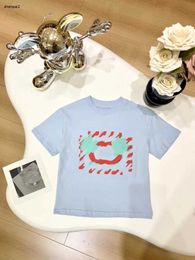 Luxuriöse Kinder-T-Shirts, hochwertige blaue Kinder-T-Shirts, Größe 100–150 Baumwolle, Babykleidung, Sommer, Jungen, Mädchen, kurzärmelig, Jan. 20