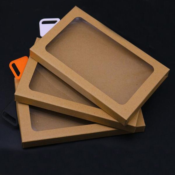 175 * 105 * 17mm Universal BrownKraft Paper Retail Package Box Avec 145x80mm Window pour 5,5 pouces cas téléphone cas iPhone Xs X 8 9 Power bank