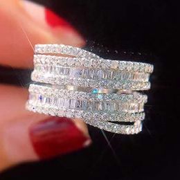 Anillo de dedo de diamante de laboratorio de lujo, anillos de boda de fiesta de plata de ley 925 para mujeres y hombres, regalo de joyería de compromiso de compromiso