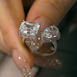 Anillo de diamante de moissanita de laboratorio de lujo, anillos de boda de fiesta de Plata de Ley 925 para mujeres y hombres, regalo de joyería de compromiso