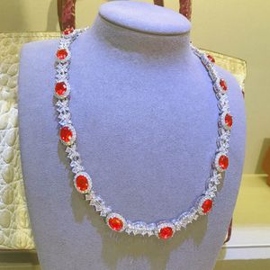 Collier de diamants rubis de laboratoire de luxe 100% réel 925 en argent Sterling fête mariage pendentifs collier pour femmes hommes Chocker bijoux