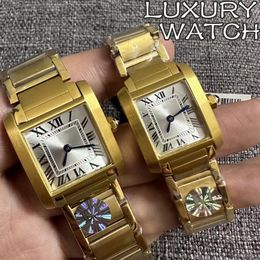 Luxury dames mode quartz montre une échelle simple de qualité carrée gold gold woches montres de 25or30 mm de quartz bracelet en acier inoxydable.
